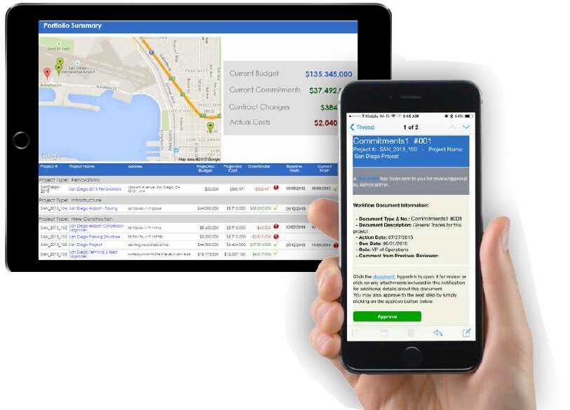 PMWEB mobile interface on tablet.