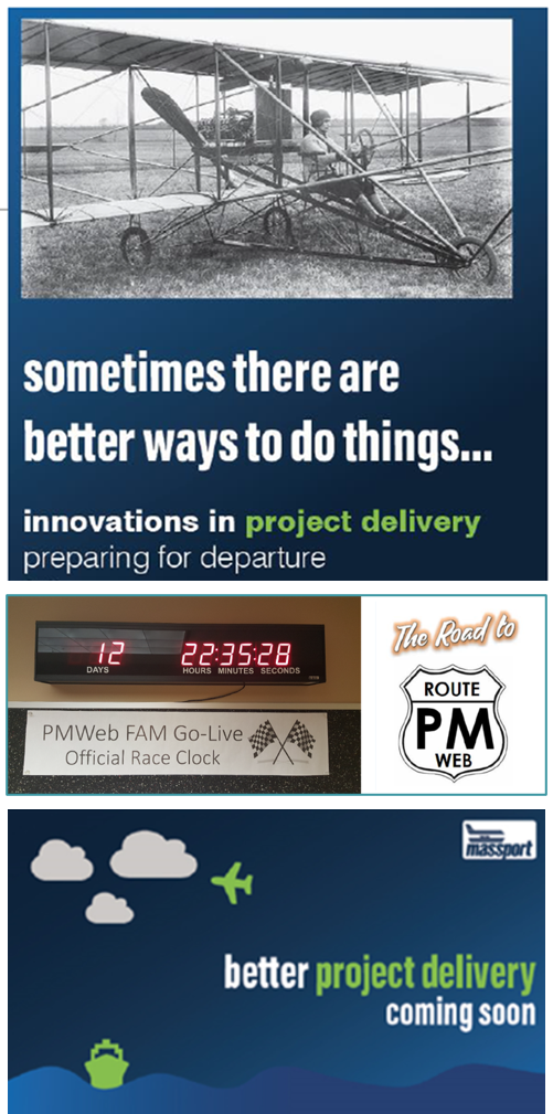 Examples of change collateral — communication materials used across a change programme